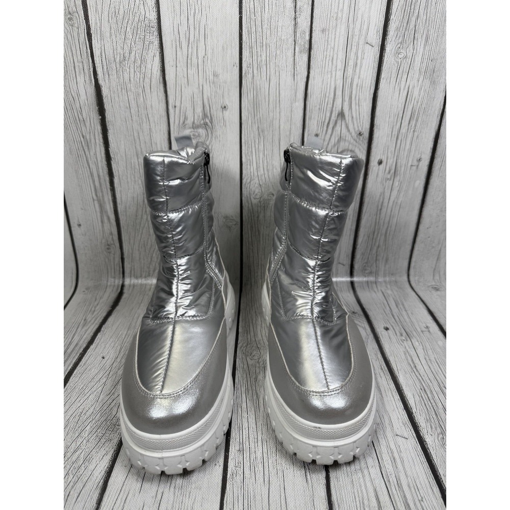Rouge Helium Silver Puffer Platform Boots Women's Size 8.5